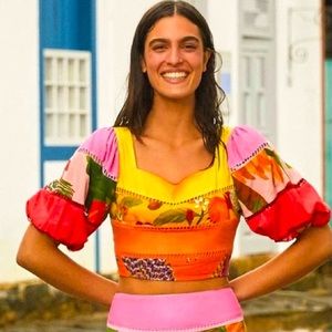 FARM rio Rainbow Mixed Prints Tiered Toped Top